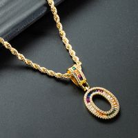 Wholesale Collar Chapado En Oro De Cobre Con Colgante De Letra De Circonita De Color Nihaojewelry sku image 15