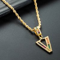 Wholesale Color Zircon Letter Pendant Copper Gold-plated Necklace Nihaojewelry sku image 22