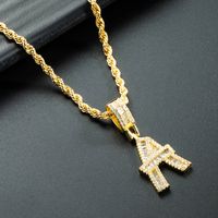 Wholesale 26 English Letter Pendant Copper Gold-plated Zircon Necklace Nihaojewelry sku image 1