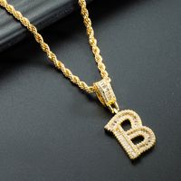 Wholesale 26 English Letter Pendant Copper Gold-plated Zircon Necklace Nihaojewelry sku image 2