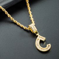 Wholesale 26 English Letter Pendant Copper Gold-plated Zircon Necklace Nihaojewelry sku image 3