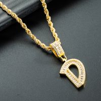 Wholesale 26 English Letter Pendant Copper Gold-plated Zircon Necklace Nihaojewelry sku image 4