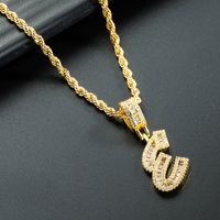 Wholesale 26 English Letter Pendant Copper Gold-plated Zircon Necklace Nihaojewelry sku image 5