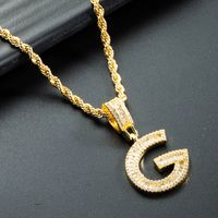 Wholesale 26 English Letter Pendant Copper Gold-plated Zircon Necklace Nihaojewelry sku image 7