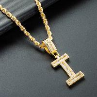 Wholesale 26 English Letter Pendant Copper Gold-plated Zircon Necklace Nihaojewelry sku image 9