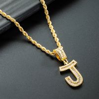 Wholesale 26 English Letter Pendant Copper Gold-plated Zircon Necklace Nihaojewelry sku image 10