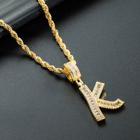 Wholesale 26 English Letter Pendant Copper Gold-plated Zircon Necklace Nihaojewelry sku image 11