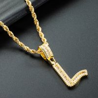 Wholesale Collar De Circón Chapado En Oro De Cobre Con Colgante De 26 Letras Inglesas Nihaojewelry sku image 12