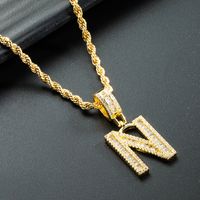 Wholesale 26 English Letter Pendant Copper Gold-plated Zircon Necklace Nihaojewelry sku image 13