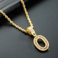 Wholesale Collar De Circón Chapado En Oro De Cobre Con Colgante De 26 Letras Inglesas Nihaojewelry sku image 15
