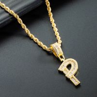 Wholesale 26 English Letter Pendant Copper Gold-plated Zircon Necklace Nihaojewelry sku image 16