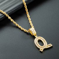 Wholesale 26 English Letter Pendant Copper Gold-plated Zircon Necklace Nihaojewelry sku image 17