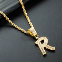 Wholesale 26 English Letter Pendant Copper Gold-plated Zircon Necklace Nihaojewelry sku image 18