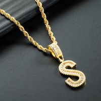 Wholesale 26 English Letter Pendant Copper Gold-plated Zircon Necklace Nihaojewelry sku image 19