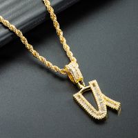 Wholesale 26 English Letter Pendant Copper Gold-plated Zircon Necklace Nihaojewelry sku image 21