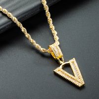 Wholesale 26 English Letter Pendant Copper Gold-plated Zircon Necklace Nihaojewelry sku image 22