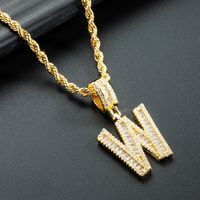 Wholesale Collar De Circón Chapado En Oro De Cobre Con Colgante De 26 Letras Inglesas Nihaojewelry sku image 23