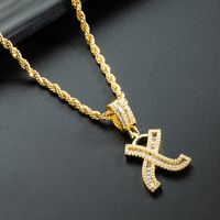 Wholesale 26 English Letter Pendant Copper Gold-plated Zircon Necklace Nihaojewelry sku image 24