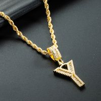 Wholesale 26 English Letter Pendant Copper Gold-plated Zircon Necklace Nihaojewelry sku image 25
