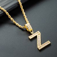 Wholesale 26 English Letter Pendant Copper Gold-plated Zircon Necklace Nihaojewelry sku image 26