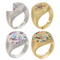 Mixed Color Micro Setting Ring Opening Adjustable Color Zirconium Ring Colorful Crystals Micro Setting Ring Accessories European And American Popular Vj2 main image 1