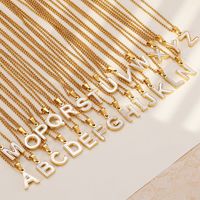 Shell Titanium Steel 18K Gold Plated Plating Letter Necklace main image 7