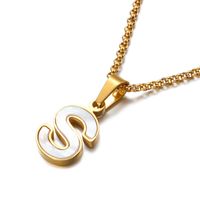 Shell Titanium Steel 18K Gold Plated Plating Letter Necklace main image 4