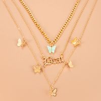 Wholesale Bohemian Multi-layer Butterfly Letters Pendant Necklace Nihaojewelry main image 3