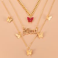 Wholesale Bohemian Multi-layer Butterfly Letters Pendant Necklace Nihaojewelry main image 4