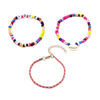 Cross-border New Arrival Set Bohemian Color Beaded Bracelet Shell Love Letter Bead Bracelet Three-piece Set For Women main image 2