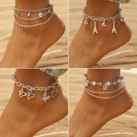Großhandel Neue Mehrschichtige Runde Perle Schmetterling Anhänger Fußkettchen Nihaojewelry main image 1