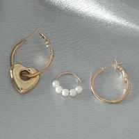 Cross-border New Pearl Love Ohrring Set Europäischer Und Amerikanischer Kreativer Metall-ohrring-perlen Ohrring Dreiteiliges Set main image 3