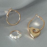 Cross-border New Pearl Love Ohrring Set Europäischer Und Amerikanischer Kreativer Metall-ohrring-perlen Ohrring Dreiteiliges Set main image 5