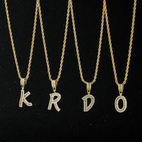 Wholesale Collar De Circón Chapado En Oro De Cobre Con Colgante De 26 Letras Inglesas Nihaojewelry main image 1