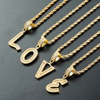 Wholesale 26 English Letter Pendant Copper Gold-plated Zircon Necklace Nihaojewelry main image 3