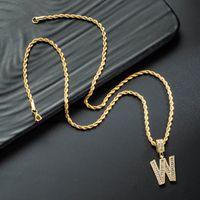 Wholesale 26 English Letter Pendant Copper Gold-plated Zircon Necklace Nihaojewelry main image 5