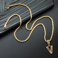 Wholesale Color Zircon Letter Pendant Copper Gold-plated Necklace Nihaojewelry main image 3