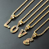 Wholesale Color Zircon Letter Pendant Copper Gold-plated Necklace Nihaojewelry main image 4