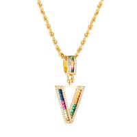 Wholesale Color Zircon Letter Pendant Copper Gold-plated Necklace Nihaojewelry main image 6