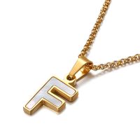 Shell Titanium Steel 18K Gold Plated Plating Letter Necklace sku image 6