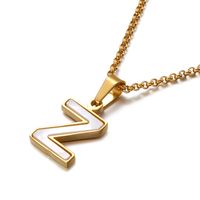 Shell Titanium Steel 18K Gold Plated Plating Letter Necklace sku image 26