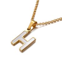 Shell Titanium Steel 18K Gold Plated Plating Letter Necklace sku image 8