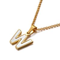 Shell Titanium Steel 18K Gold Plated Plating Letter Necklace sku image 23