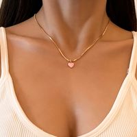 Wholesale Simple Heart-shaped Dripping Oil Copper Necklace Nihaojewelry main image 6