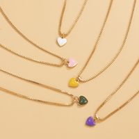 Wholesale Simple Heart-shaped Dripping Oil Copper Necklace Nihaojewelry main image 4