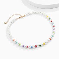 Europe And America Cross Border Ornament Pastoral Beaded Bead Single Layer Necklace Vacation Style Color Mix And Match Round Beads Chain Necklace main image 3