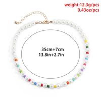 Europe And America Cross Border Ornament Pastoral Beaded Bead Single Layer Necklace Vacation Style Color Mix And Match Round Beads Chain Necklace main image 5