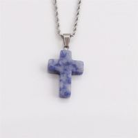 Wholesale New Semi-precious Stones Cross Pendants Stainless Steel Necklaces Nihaojewelry sku image 2