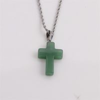 Wholesale New Semi-precious Stones Cross Pendants Stainless Steel Necklaces Nihaojewelry sku image 6