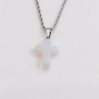 Wholesale New Semi-precious Stones Cross Pendants Stainless Steel Necklaces Nihaojewelry sku image 10